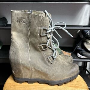Sorel Joan of arctic lace wedge leather grey